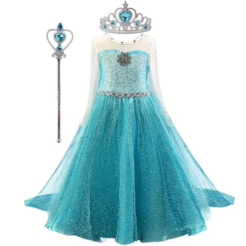 Girls Dress 3-10 Years Birthday Role Elsa Princess Dress For Kids Costume - Picture 3 of 30