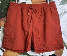 Tommy Bahama Relax Large Lined Drawstring Swim Shorts Side Pockets Orange.