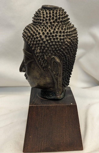 Ayutthaya bronze Buddha. Thailand. Ca. 19. Wood base Lacking element top 4 in - Picture 2 of 7
