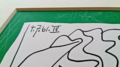 Original PICASSO Radierung Bloch #1061 in grün : Les Déjeuners 4.7.1961 - IV - Bild 4 von 7