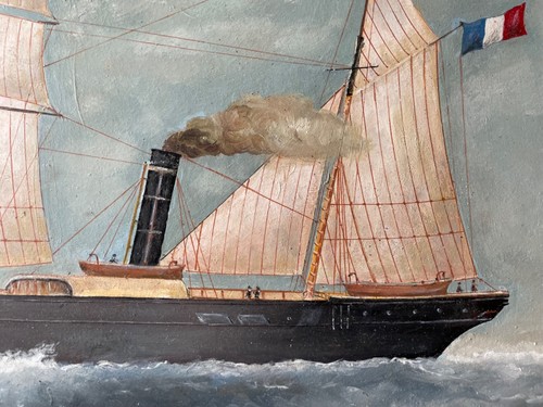 JOHN SCOTT (1802-1885)  SIGNED - LARGE ENGLISH OIL ON PANEL - THE FRENCH STEAMER - Picture 5 of 24
