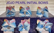 JOJO SIWA  JUSTICE EXCLUSIVE  INITIAL LARGE BLUE BOWS   WITH PEARL ACCENTS