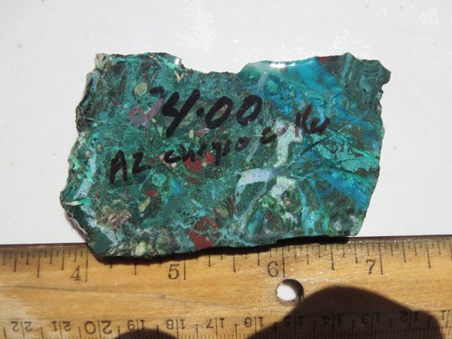 1599 CHRYSOCOLLA, COPPER & A LITTLE GEM SILICA SLAB. STUNNING. EX OLD ROCK SHOP - Picture 2 of 2