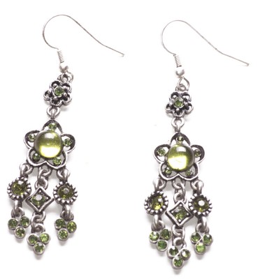Chandelier Earrings Long Ont Lime Green Gem Diamante Rustic Chrome Zx295 Chandelier Earrings Long Ont Lime, Green Chandelier Earrings Paparazzi