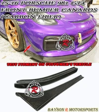 Fits 16 2016 Porsche 981 Cayman GT4 Boxster Spyder Front Bumper Canards (Carbon)