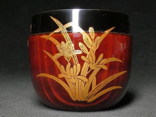 Japan antique vintage Hohunsai Natsume by Yuho tea caddy chrysanthemum chado - Picture 8 of 10