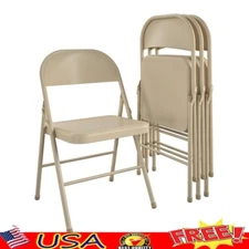 Heavy Duty Metal Folding Chair Portable Indoor Seating 4 Pack Durable Storage US