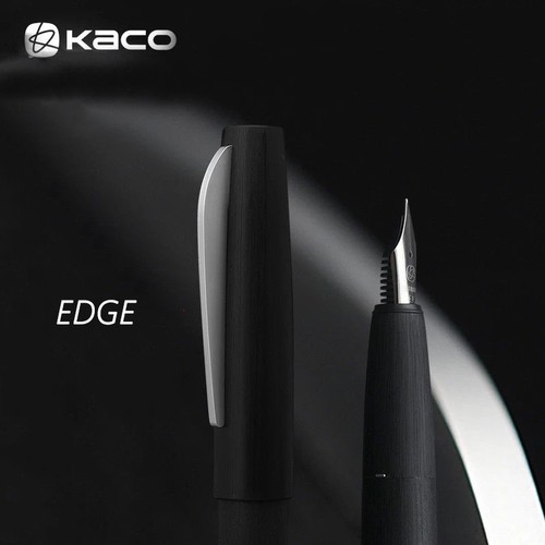 KACO EDGE Black Brushed Metal Fountain Pen Schmidt EF with Schmidt Converter - Picture 1 of 11