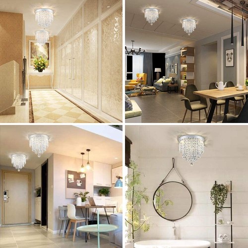 3-Light Crystal Chandelier LED Ceiling Light Pendant Lighting Fixture Silver - Picture 6 of 9