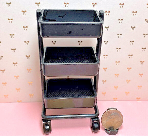 Dollhouse Miniature Office/Craft Cart on Wheels - 3-3/4 T x 1-3/4 W x 1-3/4 Deep - Picture 3 of 3