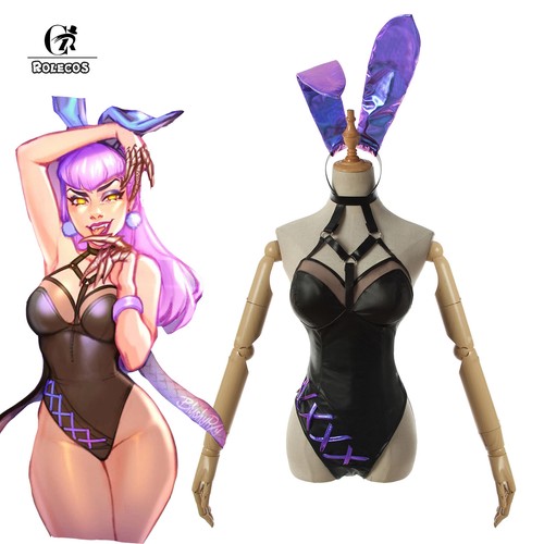 LOL KDA ALL OUT Evelynn Cosplay Kostüm Hase Mädchen Body Kostüme Overall