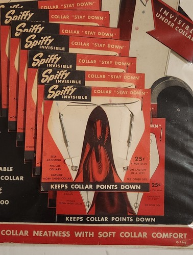 Vintage 1946 Spiffy Collar Invisible Collar Stay Down Cardboard Display - Picture 4 of 10