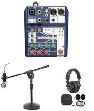 Podcasting Podcast Recording Bundle w/Soundcraft Mixer Headphones Mic Boom Stand