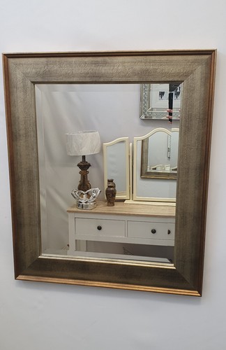 Small Antique Silver Gold Two Tone Classic Home Wood Frame Wall Mirror 56x66cm - Picture 2 of 9