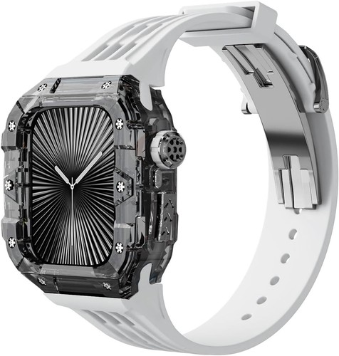 Lujosa funda transparente resistente + correa para Apple Watch Series 10 (2024) bandas de 46 mm - Imagen 42 de 67