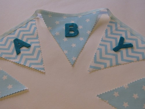 Baby Boy Bunting Blue Baby Shower Gender reveal party decoration - Picture 4 of 5