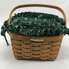 Longaberger 1999 Edition Dresden Tour Basket Heritage Green Liner Protector