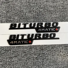 BiTurbo 4Matic+ Plus Black Emblem Fender Badge Fits Mercedes GLC63 AMG C63/E63