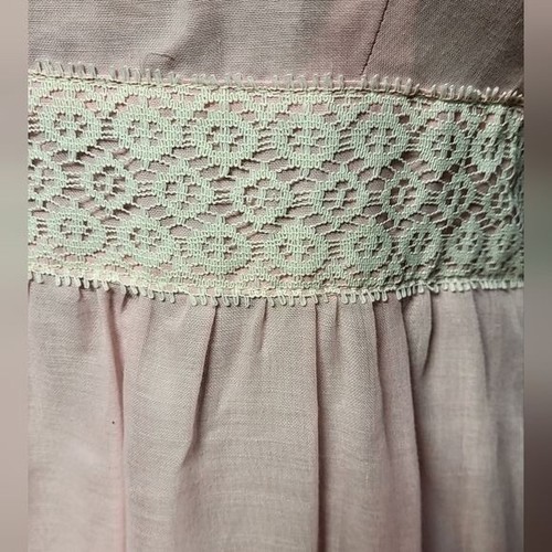 Woman's Vintage Candi Jones California Light Pink w/ White Lace Maxi Dress 1970s - Picture 16 of 16