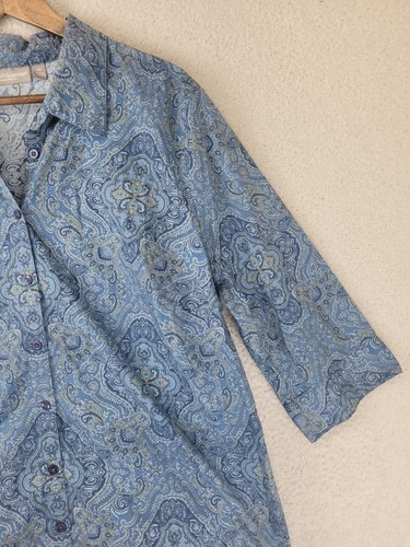 Croft & Barrow Button-Up Shirt Womens 2X Blue Paisley Office 3/4 Sleeve - Picture 6 of 20