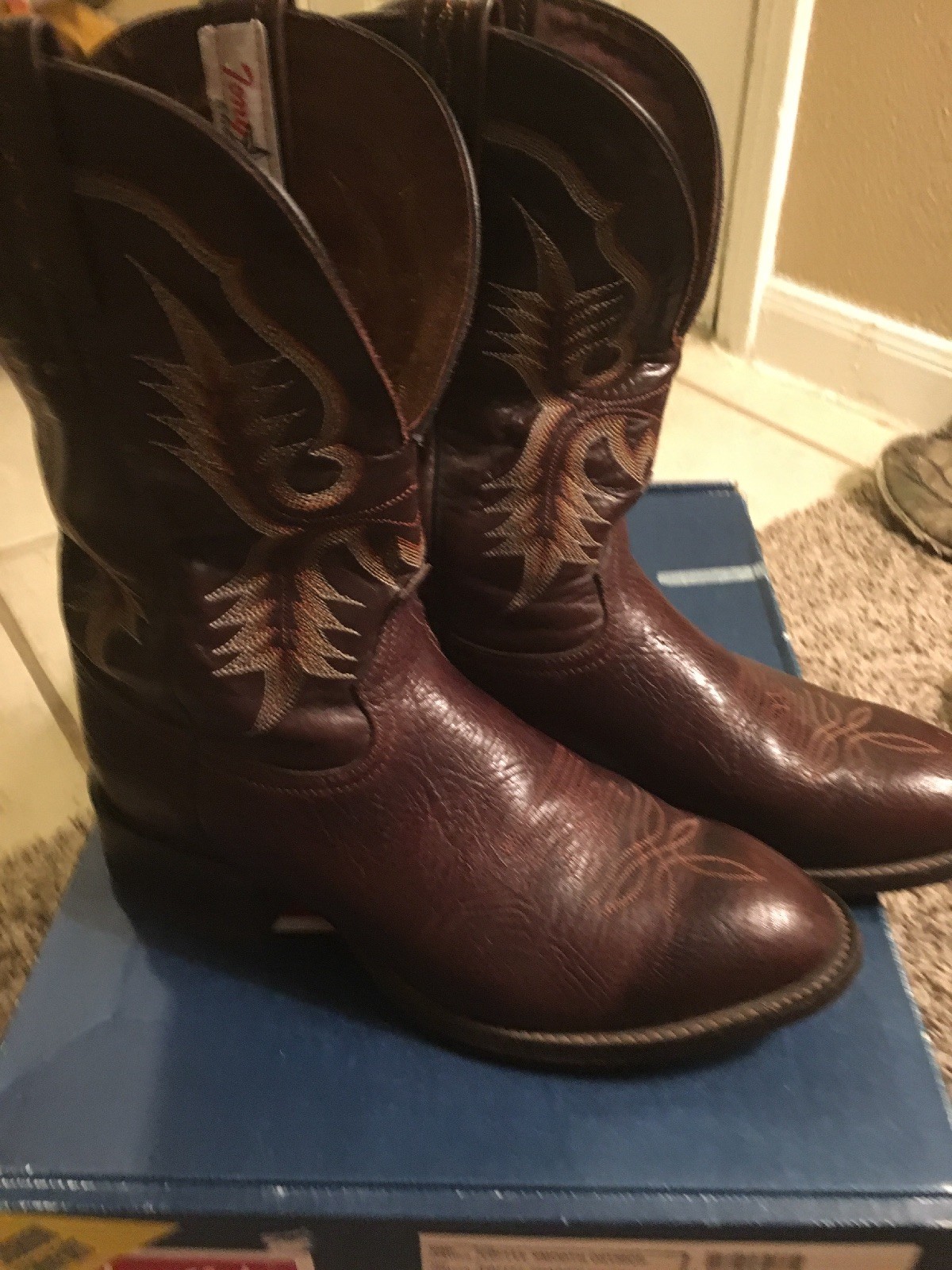 Tony Lama Men's Coffee Smooth Ostrich Cowboy Boots Medium Round Toe size 9 EE Tony Lama Men's Coffee Smooth Ostrich Cowboy Boots Medium Round Toe size 9 EE