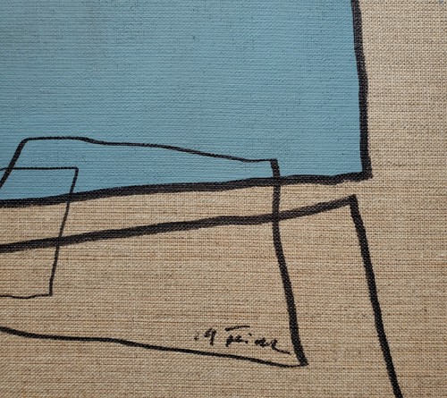 Gemälde Ölgemälde Abstrakt Linien Flächen Figuration Michael Feicht Signiert - Picture 3 of 7