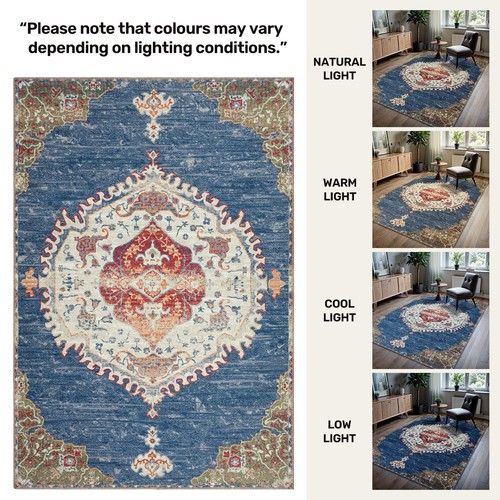 GLN Rugs Anatolium - Machine Washable Area Rug - Turkish Blue Home Rugs - Picture 26 of 63