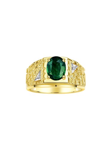 Anillo de diamantes y piedras preciosas de 9x7 mm RYLOS para hombre en plata chapada en oro amarillo, tallas 8 - Imagen 17 de 28