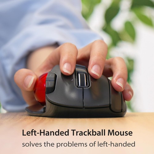 EX-G Wireless Ergo Trackball Left handed Ruby Ball bearing 5 Programmable Button - Picture 3 of 8