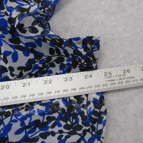 Blue Shirt Top Blouse Womens 18/20W Short Sleeve V Neck Flowy Formal Casual - Picture 6 of 8