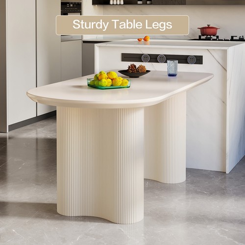 55" White Dining Table, Modern Kitchen Table for Kitchen Bar Living Room - Picture 12 of 17