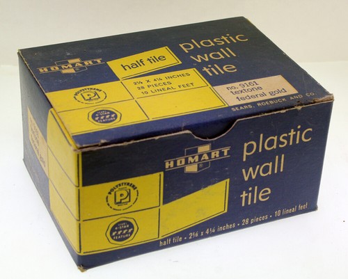 1950's Homart Plastic Half Wall Tiles 2-1/8 X 4-1/4 TEXTONE FEDERAL GOLD 9161 - Picture 5 of 5