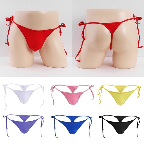 Sexy Men's Lingerie Smooth Briefs Bikini Thong Tie Side String Lace Up Underwear - Picture 2 of 24