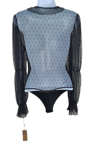 Only Hearts Coucou Lola Annelise Puffärmel Netz Body Schwarz Small Neu ohne Etikett - Bild 3 von 3