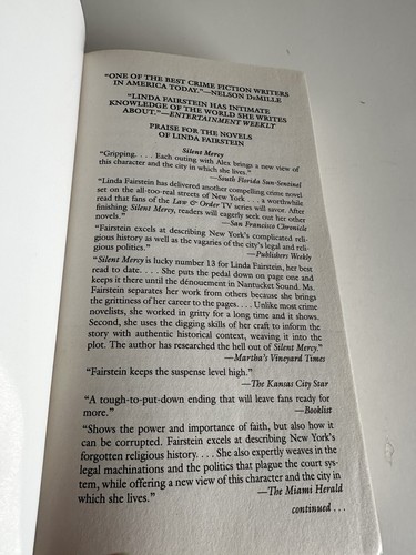 LINDA FAIRSTEIN SILENT MERCY Paperback 2011 Mystery - Picture 9 of 10