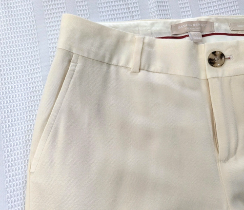 NEW Banana Republic Martin Fit Trousers Pants Ivory Wool Spandex Lined Sz 0 NWT - Picture 13 of 20