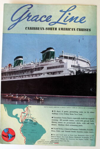 Anuncio impreso de revista vintage Grace Line Caribbean South American Cruises 1939 - Imagen 1 de 1