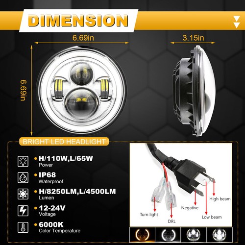 Para Jeep Wrangler TJ CJ 7" LED Faro + Luz Trasera Ahumada Freno Inverso Combo - Imagen 5 de 12