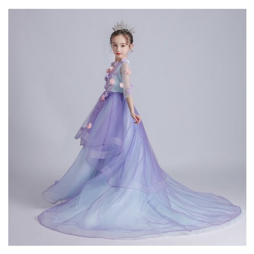 3D Flower Girl Princess Tulle Tutu Dress Party Long Maxi Ball Gown Evening - Picture 9 of 14
