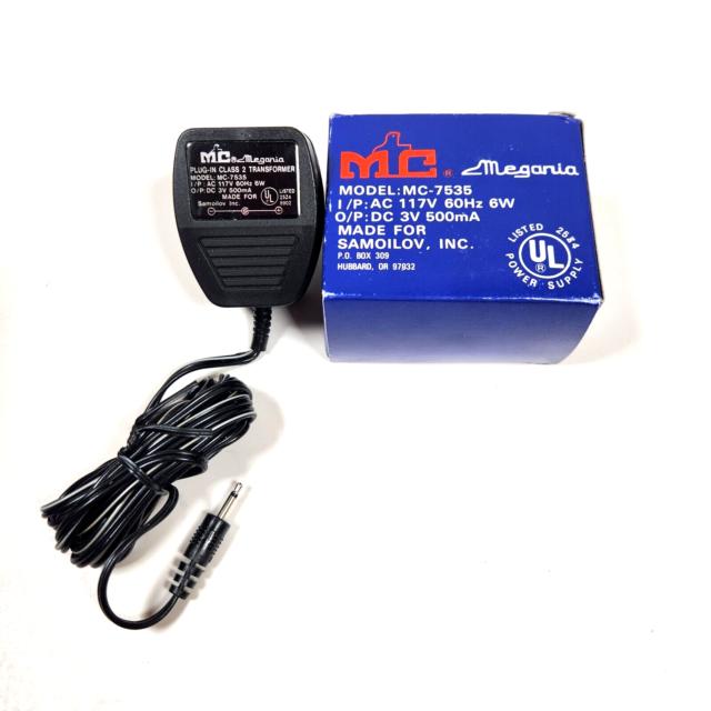 Megania POWER SUPPLY Model MC-7535 OUTPUT DC 3V 500mA New Opened Box Megania POWER SUPPLY Model MC-7535 OUTPUT DC 3V 500mA New Opened Box