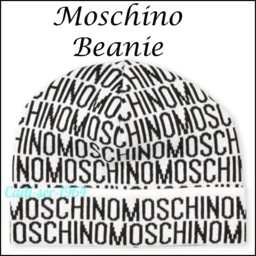 Love Moschino Cap Beanie Cap NEW White with Black Logo GENUINE - Picture 17 of 24