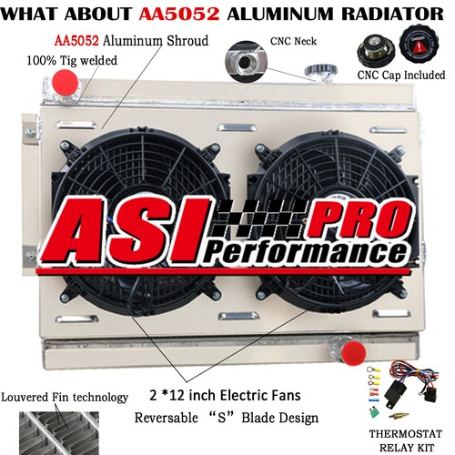 3-ROW RADIATOR+SHROUD FAN FIT 73-80 HOLDEN KINGSWOOD TORANA HQ HZ LX LH CHEVY V8 - Picture 1 of 13