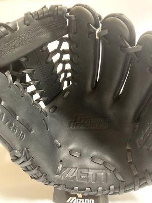 ZETT Baseball Glove Leather Black For boys' softball All