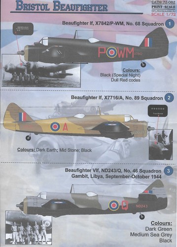 PSL72082 Print Scale Decals 1:72 Bristol Beaufighter Part 1 - Bild 1 von 4