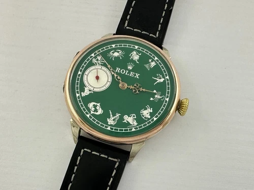 Rolex Zodiac Signs Antique Swiss Beautiful Art Deco Silver Men Watch CAL. 592R