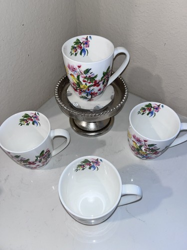 4-Mikasa Butterfly Garden Bone China Floral Bird Coffee Tea Mugs - Picture 7 of 11