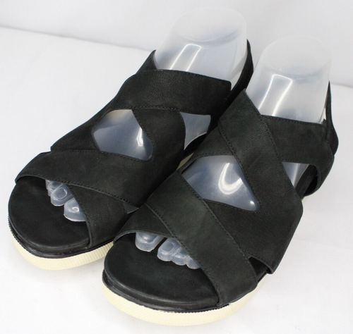 Eileen Fisher sandali incrociati slingback donna 9 neri plateau zeppa tacco - Foto 5 di 13