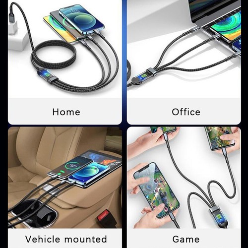 3-in-1 100W Fast Charging USB To Type-C Micro Fast Charger Cable Mobile Phone - Zdjęcie 6 z 6