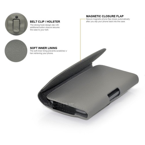Horizontal Belt Clip Quality Pouch Holster Top Flip Phone Case Holder✔Grey - Picture 2 of 3