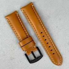 Handmade Tan Leather Watch Strap Black Buckle 18mm 20mm 22mm 24mm Quick Release